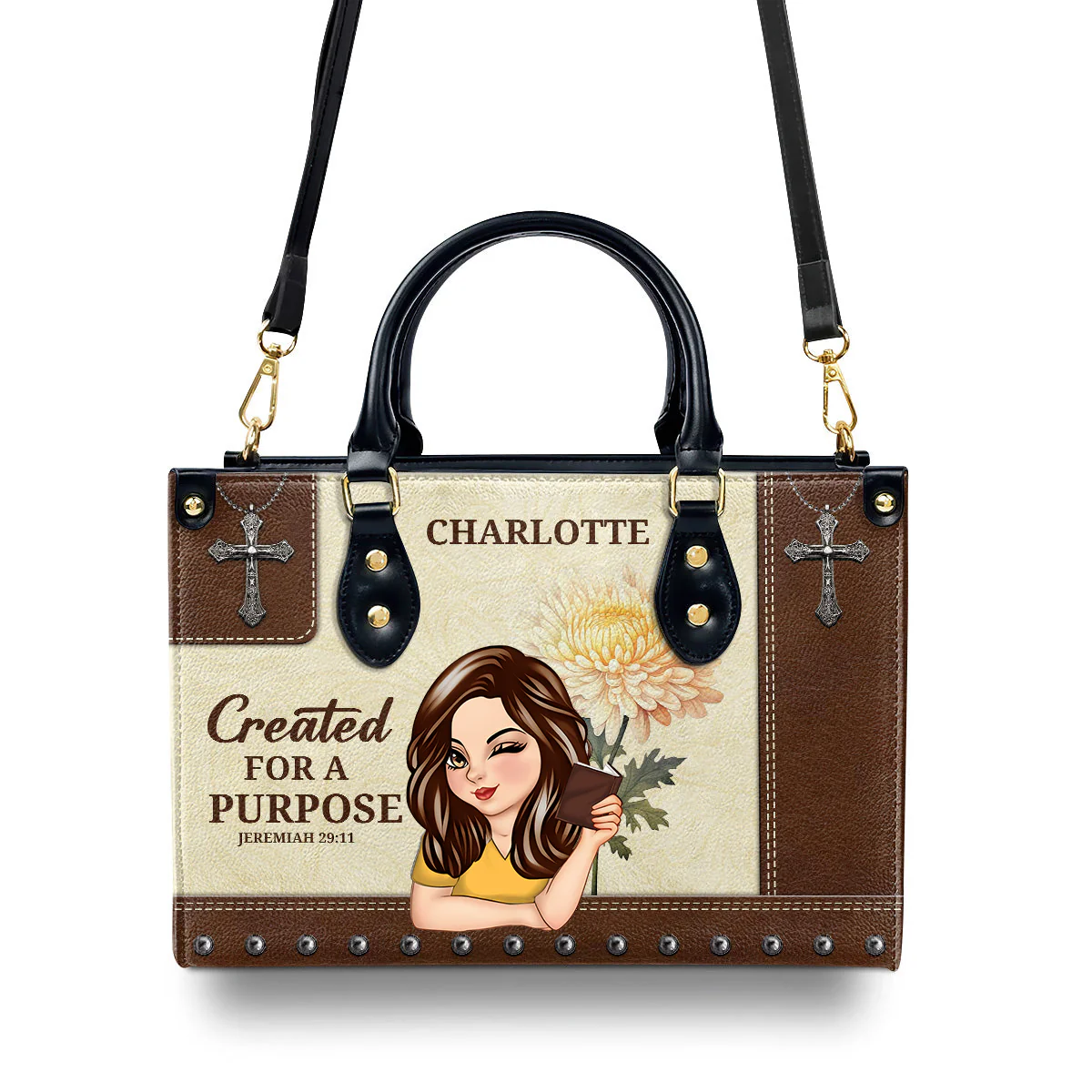 Created For A Purpose - Unique Personalized Lion Leather Handbag - AT4080734 - Image 2