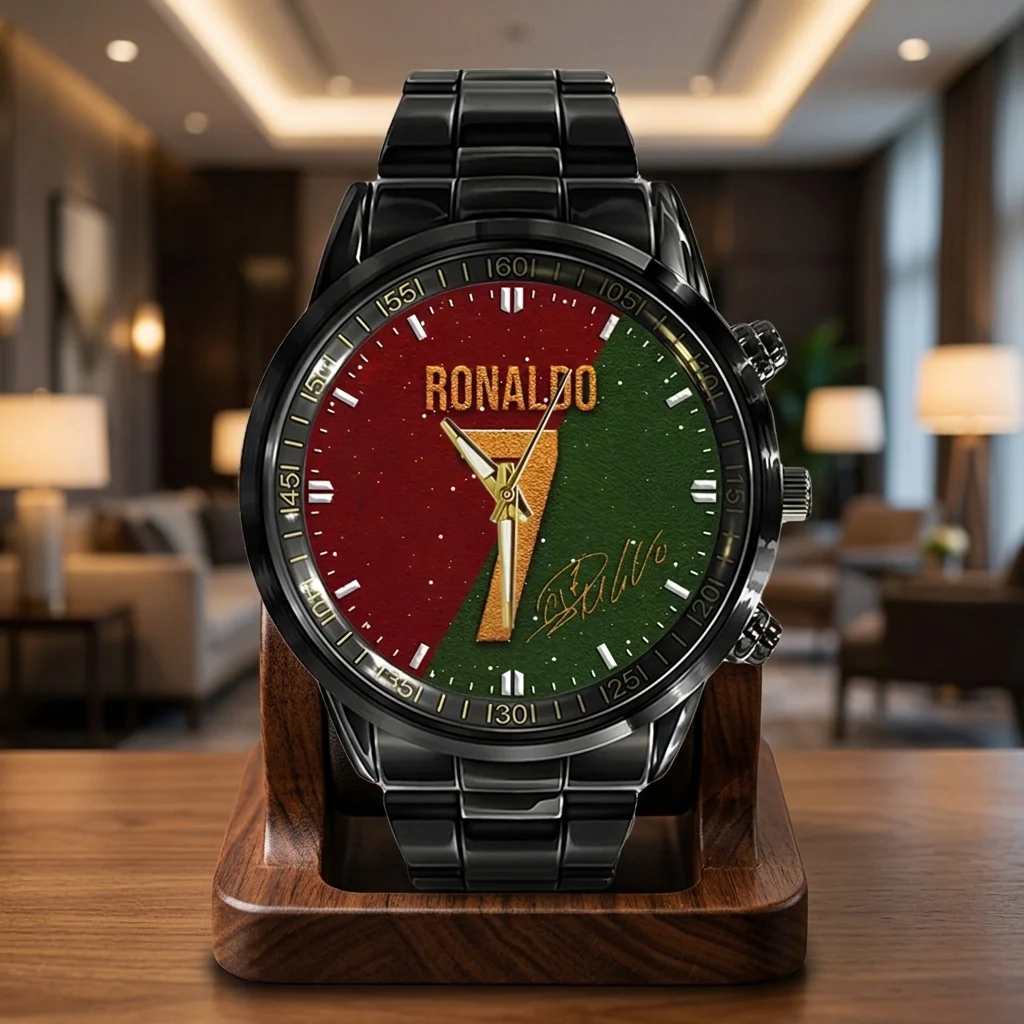 Cristiano Ronaldo Gold Number 7 Signature - Hand Watch - Gifts For Football Lovers, Sports Fans