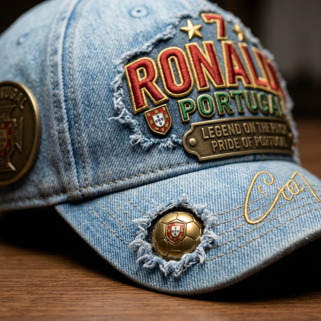 Cristiano Ronaldo Legend On The Pitch Denim - Classic Cap - Gifts For Football Lovers, Sports Fans - Image 2