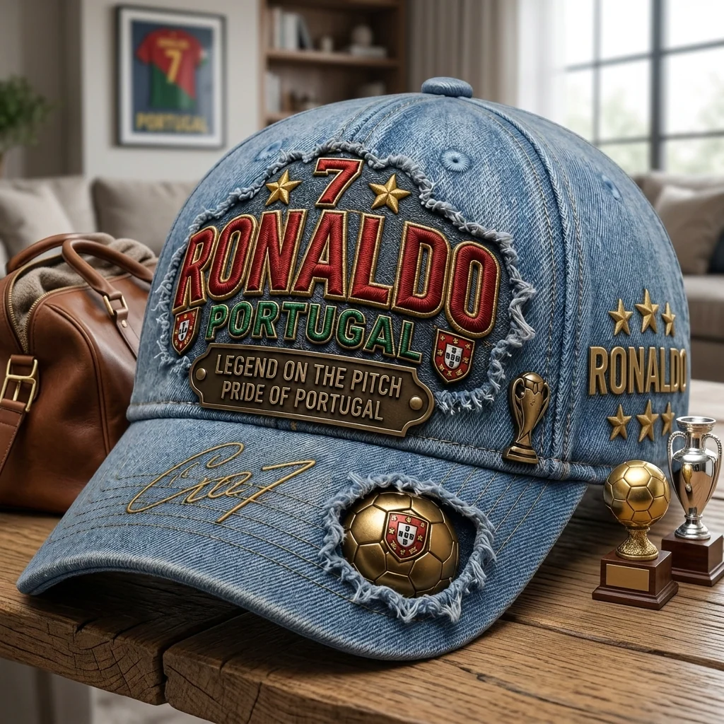 Cristiano Ronaldo Legend On The Pitch Denim - Classic Cap - Gifts For Football Lovers, Sports Fans - Image 3