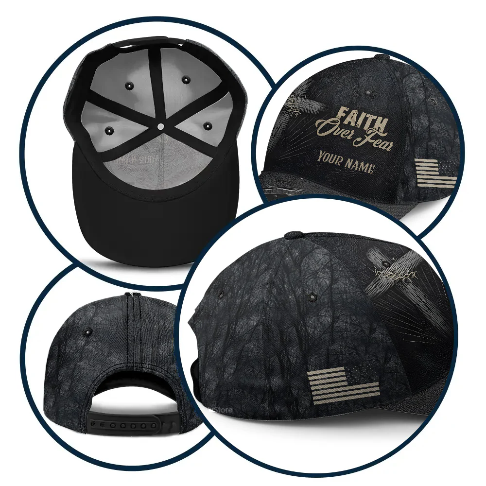 Cross Faith Over Fear USA Flag Religious Christian - Personalized Classic Cap - Gift For Him | PT - Image 8