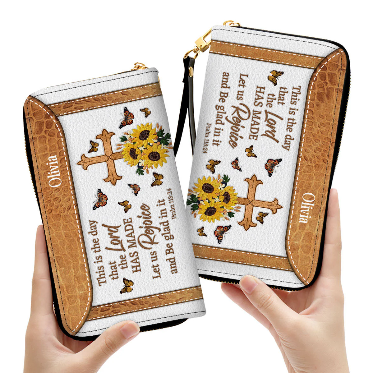 Cross This Is The Day That The Lord Has Made - Beautiful Personalized Leather Long Wallets - AT4081406 - Image 3