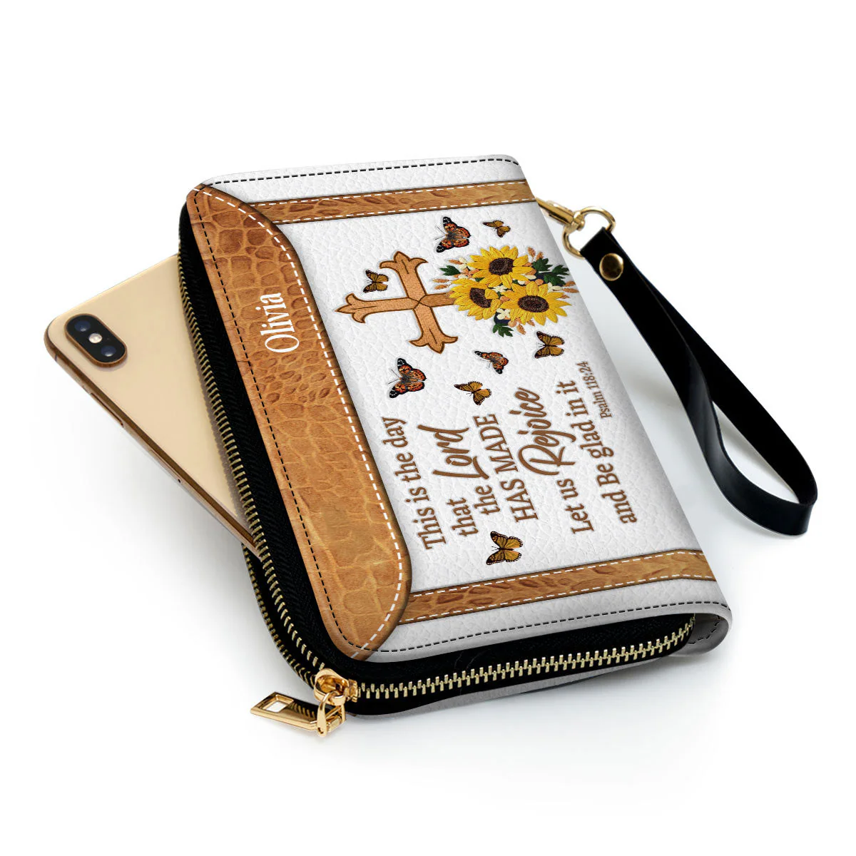 Cross This Is The Day That The Lord Has Made - Beautiful Personalized Leather Long Wallets - AT4081406 - Image 5