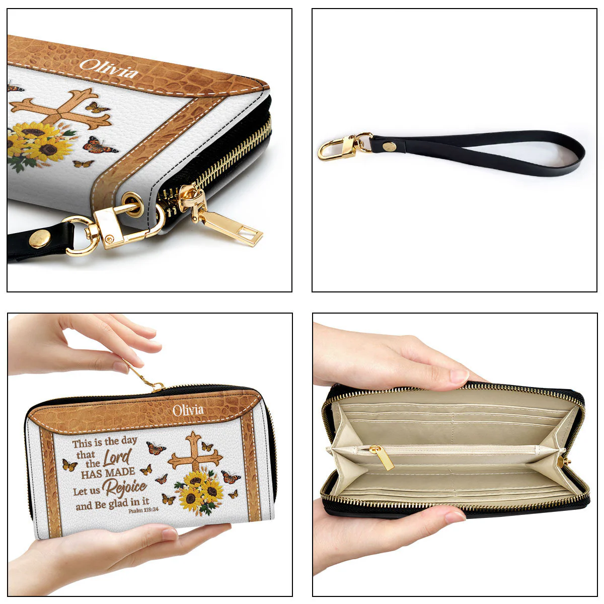 Cross This Is The Day That The Lord Has Made - Beautiful Personalized Leather Long Wallets - AT4081406 - Image 7