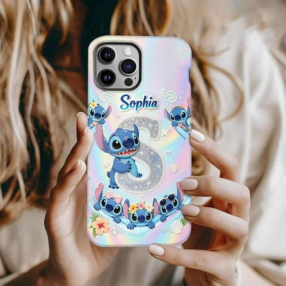 Sti Cute Blue Alien With Letter - Personalized Phone Case - Gift For Her, Movie Fans - Image 2