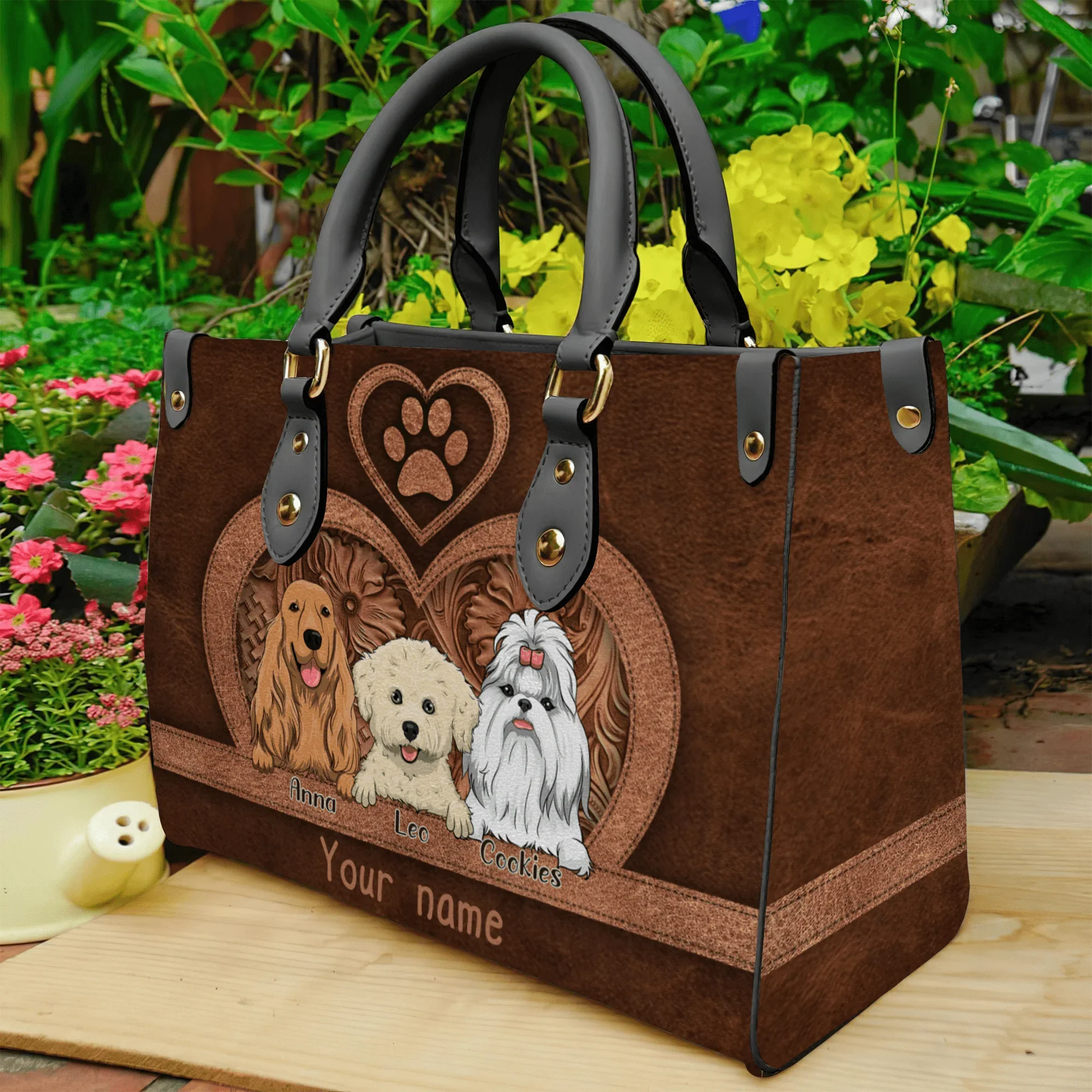 My Dog Is My Heart With Fur - Personalized Leather Handbag - Gift for Dog Lovers, Dog Mom | CLP14