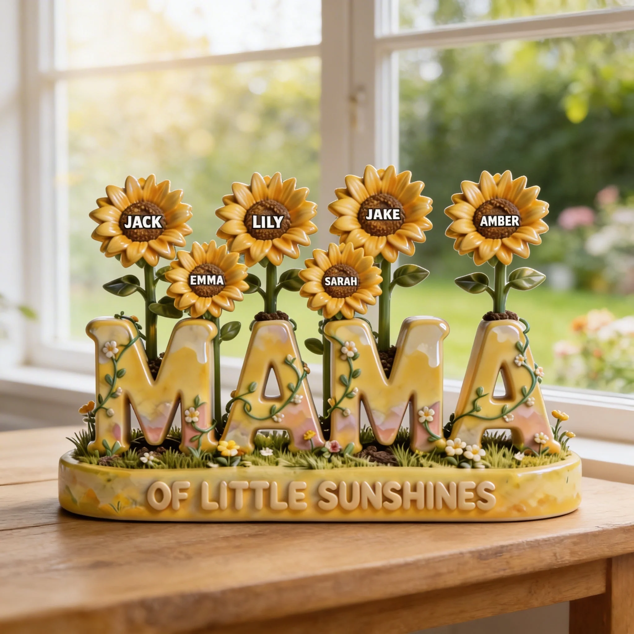 Mama Of Litte Sunshines - Personalized Shape Acrylic Plaque - Gift For Mom, Grandma