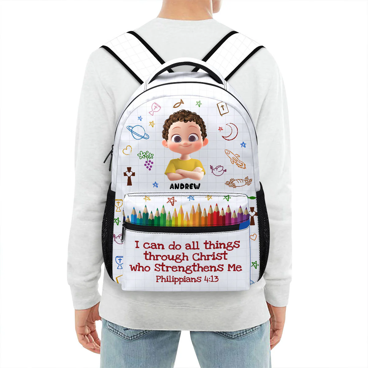 Custom Bible Verse - Personalized Canvas Backpack - Back To School, Gift For Kids | GR29 TD118 - Image 3