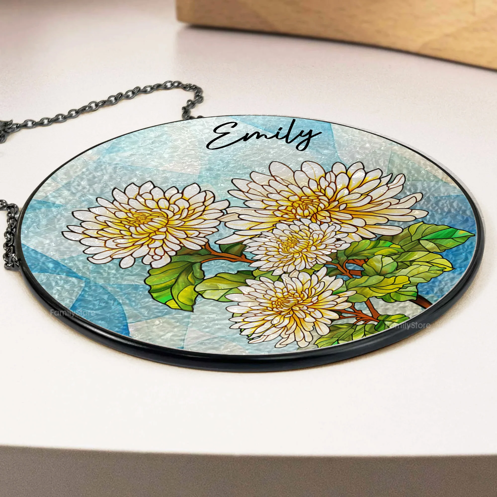 Custom Birth Month Flower - Gift For Family Members, Mom, Sister, Bestie - Personalized Stained Glass Window Hanging Suncatcher NA94 - Image 3