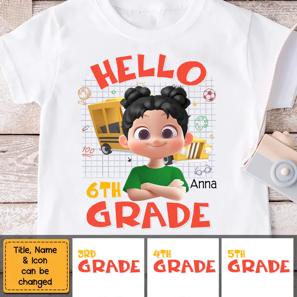 Custom Character And Grade First Day Of School Shirt - Personalized Shirt - Back To School Gift For Kids | GR29 TD118 - Image 4
