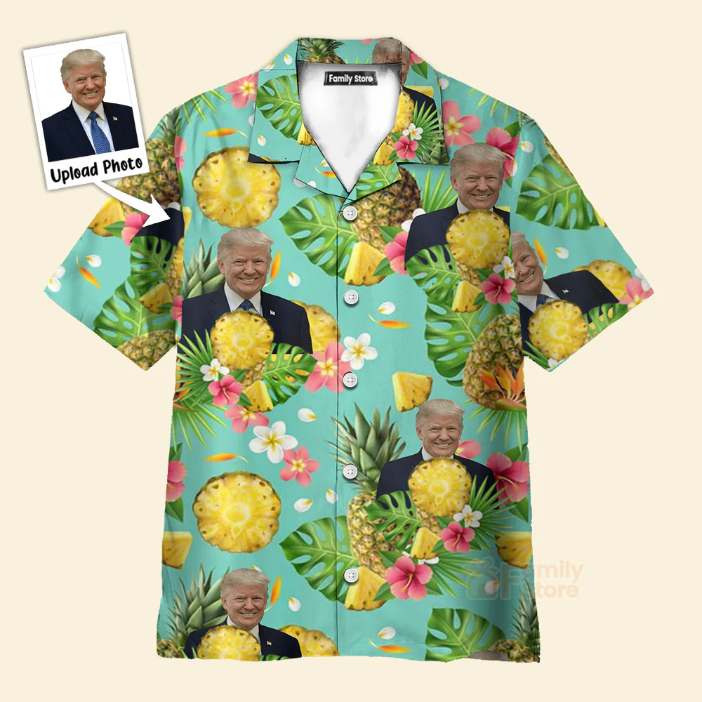 Custom Donald Trump Photo Tropical Style Hawaii Shirt - Image 10
