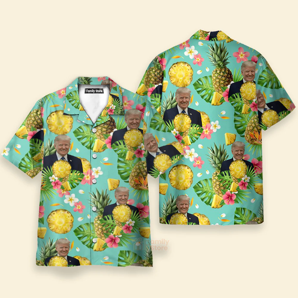 Custom Donald Trump Photo Tropical Style Hawaii Shirt - Image 11