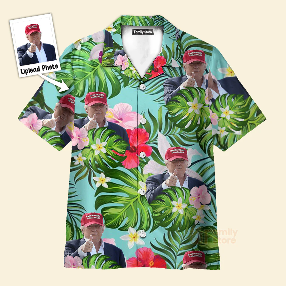 Custom Donald Trump Photo Tropical Style Hawaii Shirt - Image 6