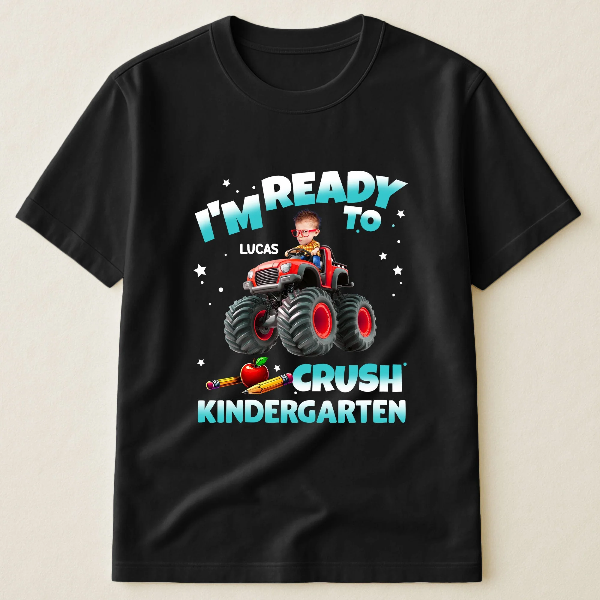 Custom Face I'm Ready To Crush Monster Truck - Personalized Shirt - Back To School Gift For Kids - Image 3