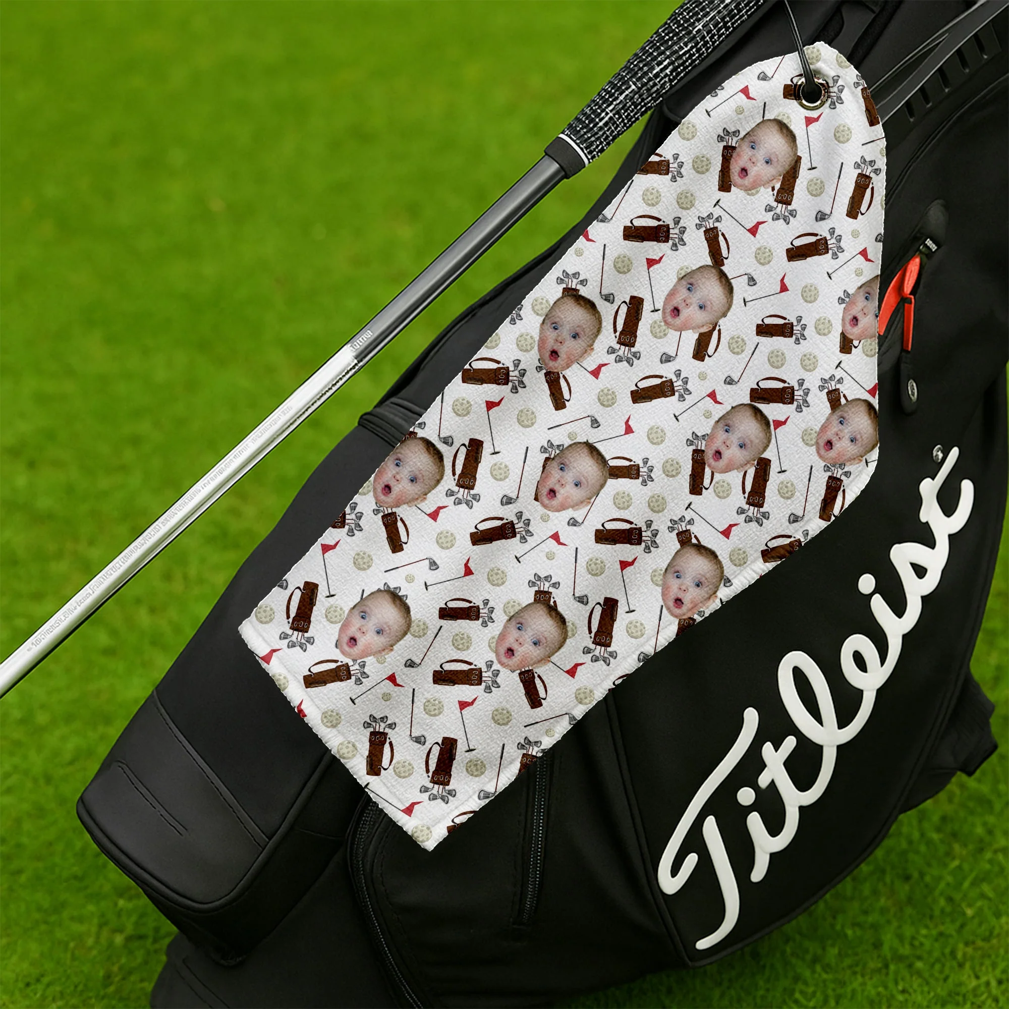 Custom Face Microfiber Waffle White Small Funny - Personalized Golf Towel - Gift For Dad, Grandpa, Golf Lovers - Image 4