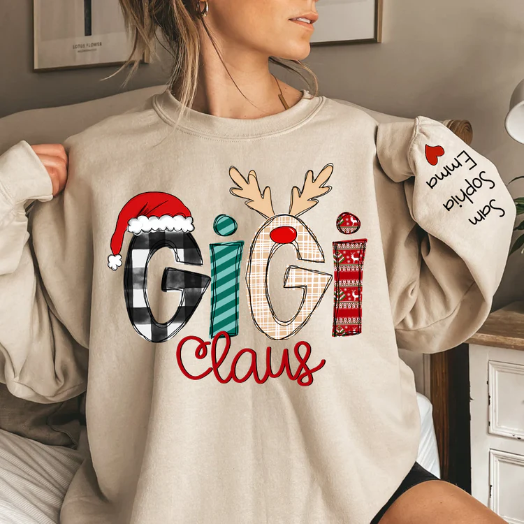 Custom Family Name Gigi 2 Claus - Personalized Sweatshirt - Best Christmas Gift For Grandma, Mom, Family Member - NH96 - Image 2