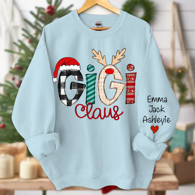 Custom Family Name Gigi 2 Claus - Personalized Sweatshirt - Best Christmas Gift For Grandma, Mom, Family Member - NH96 - Image 3