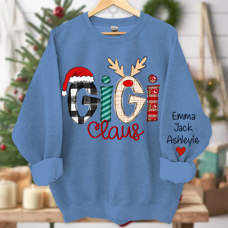 Custom Family Name Gigi 2 Claus - Personalized Sweatshirt - Best Christmas Gift For Grandma, Mom, Family Member - NH96 - Image 5