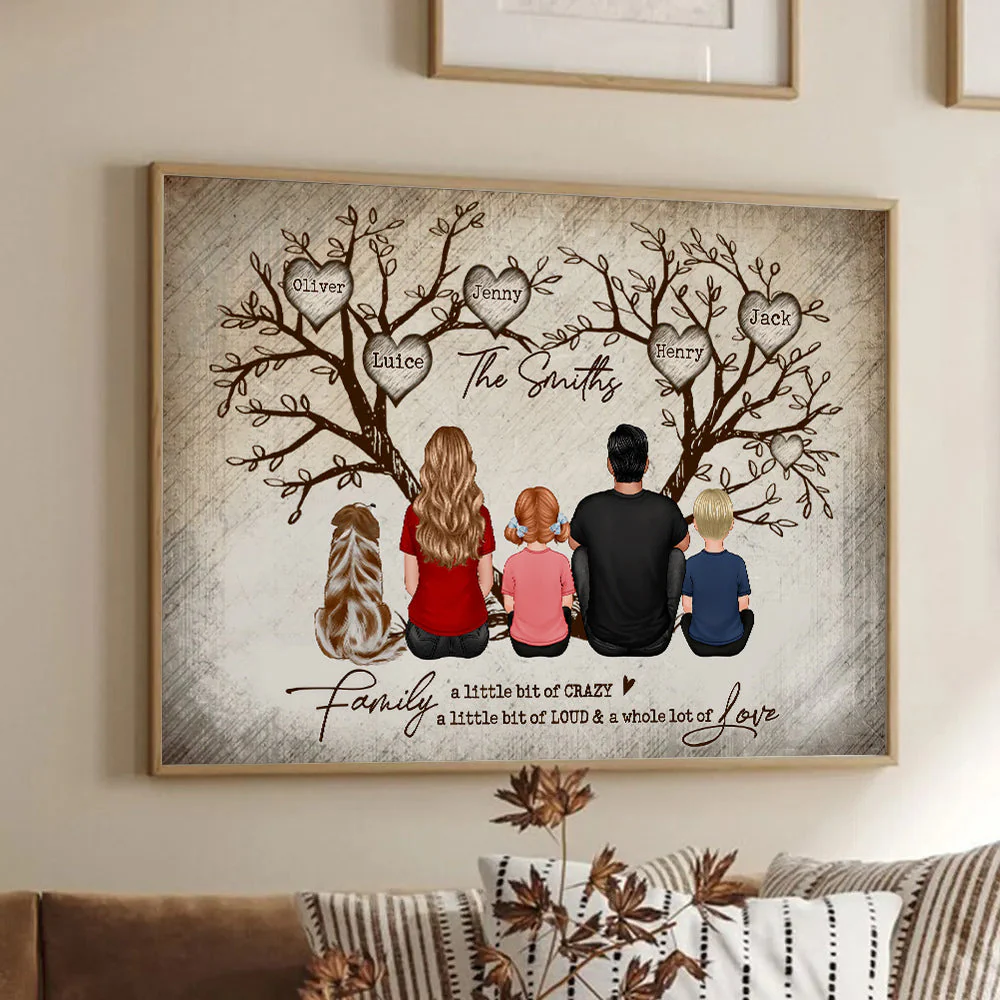 Custom Family Name Heart Tree Wall Art - Personalized Poster Canvas - Gifts For Mom and Dad - Image 2