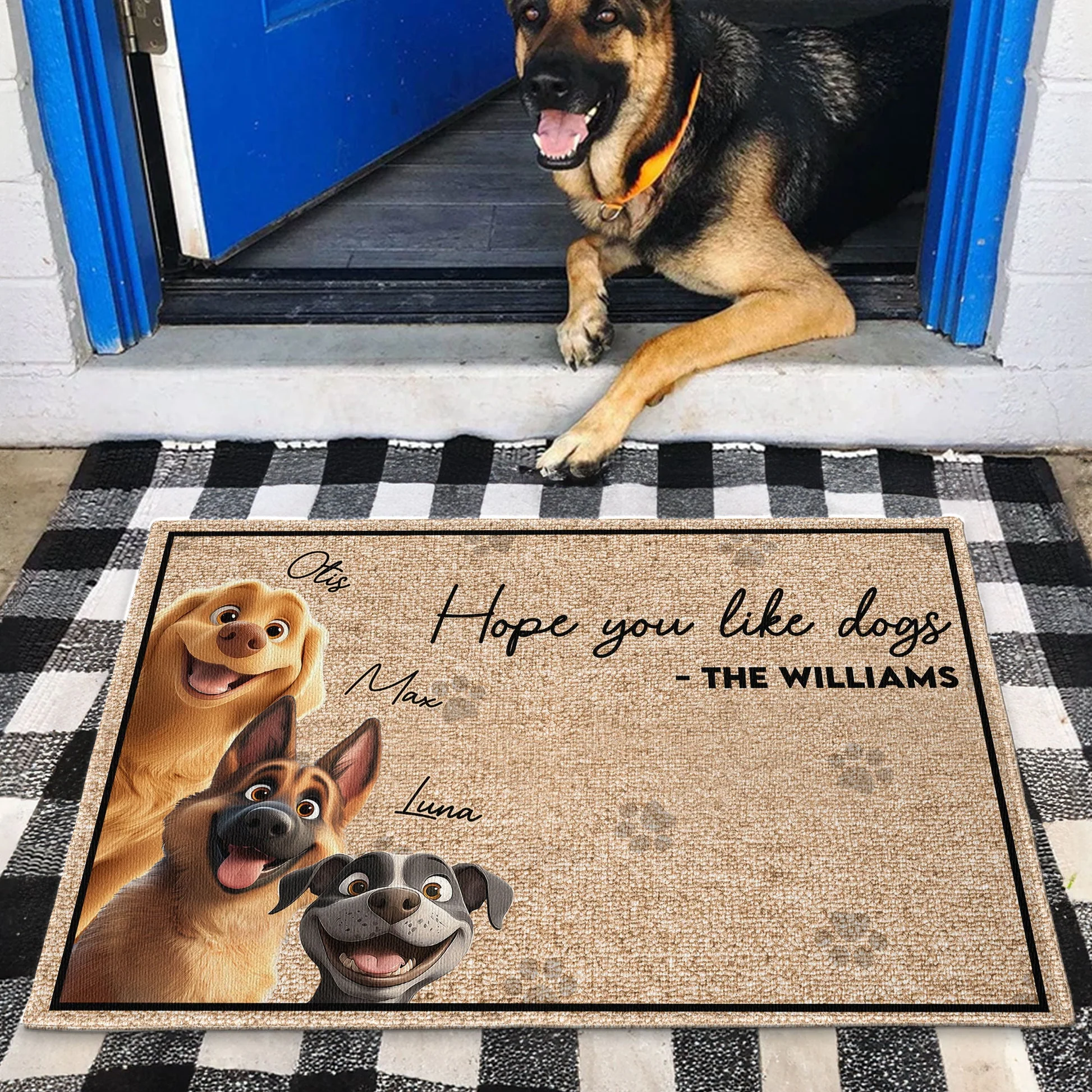 Custom Family Name Hope You Like The Dog - Personalized Doormat - Gift for Pet Owners, Pet Lovers, Dog Mom, Dog Dad | CLP15 NH96
