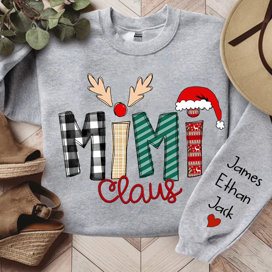 Custom Family Name Mimi Claus - Personalized Sweatshirt - Best Christmas Gift For Grandma, Mom, Family Member - NH96 - Image 3