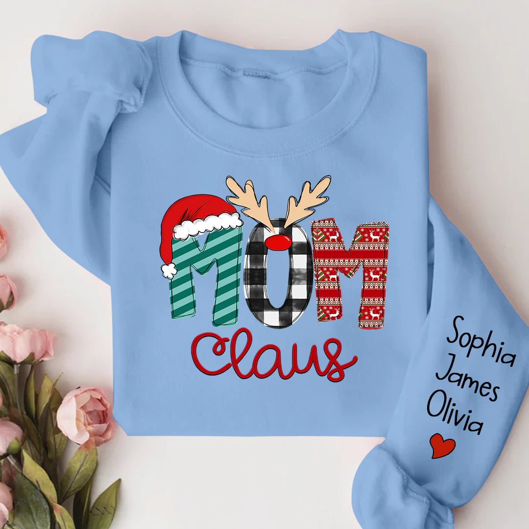 Custom Family Name Mom 2 Claus - Personalized Sweatshirt - Best Christmas Gift For Grandma, Mom, Family Member - NH96 - Image 4