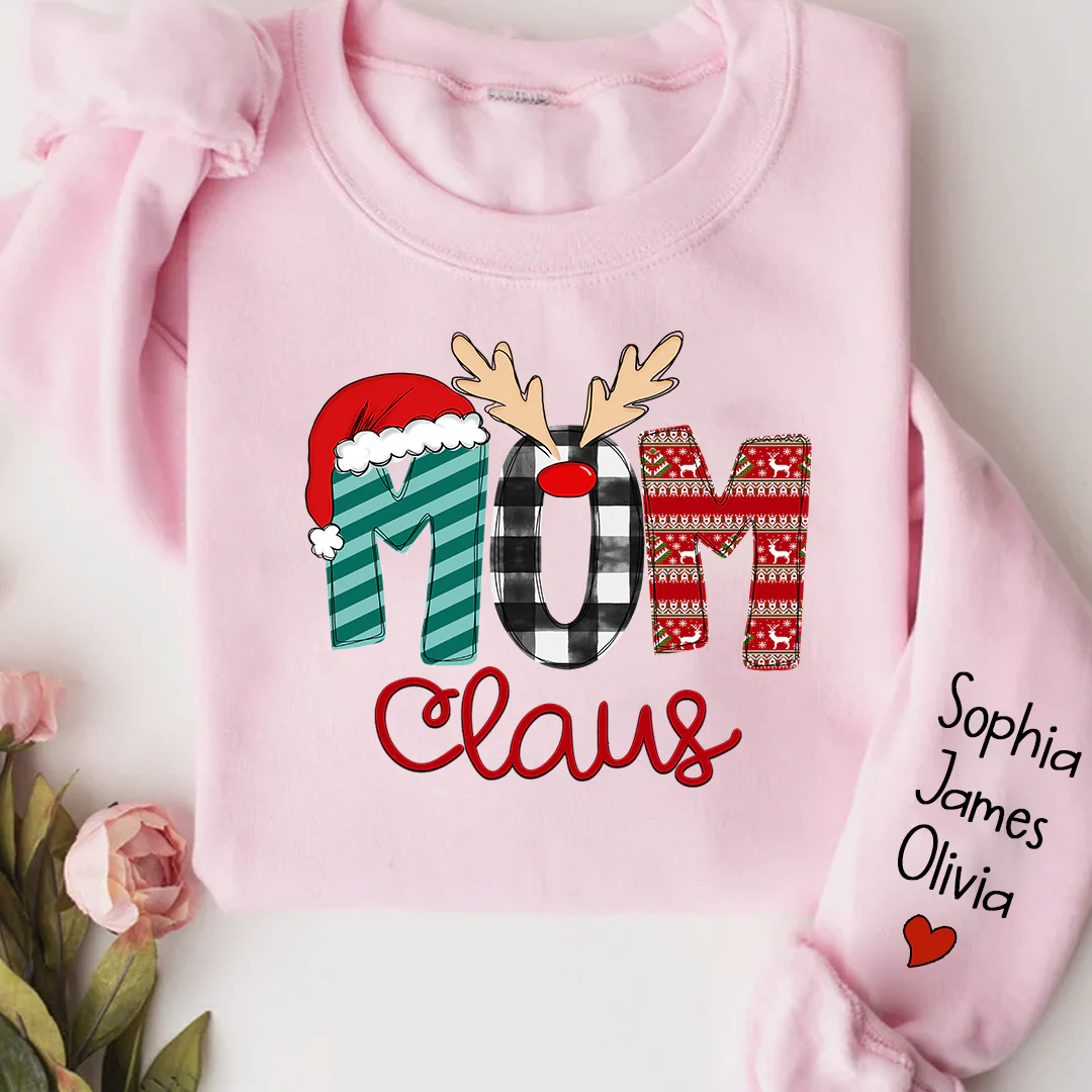 Custom Family Name Mom 2 Claus - Personalized Sweatshirt - Best Christmas Gift For Grandma, Mom, Family Member - NH96 - Image 5