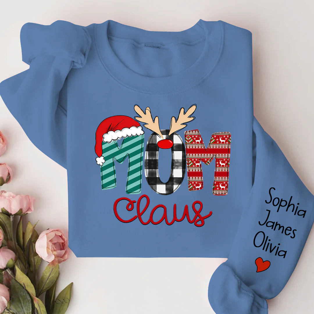 Custom Family Name Mom 2 Claus - Personalized Sweatshirt - Best Christmas Gift For Grandma, Mom, Family Member - NH96 - Image 7