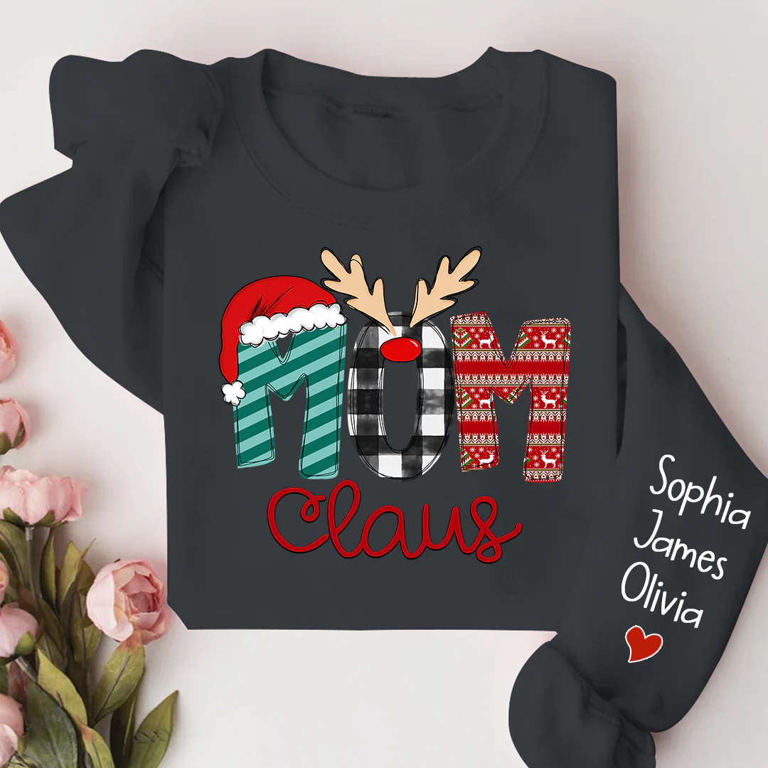 Custom Family Name Mom 2 Claus - Personalized Sweatshirt - Best Christmas Gift For Grandma, Mom, Family Member - NH96 - Image 9