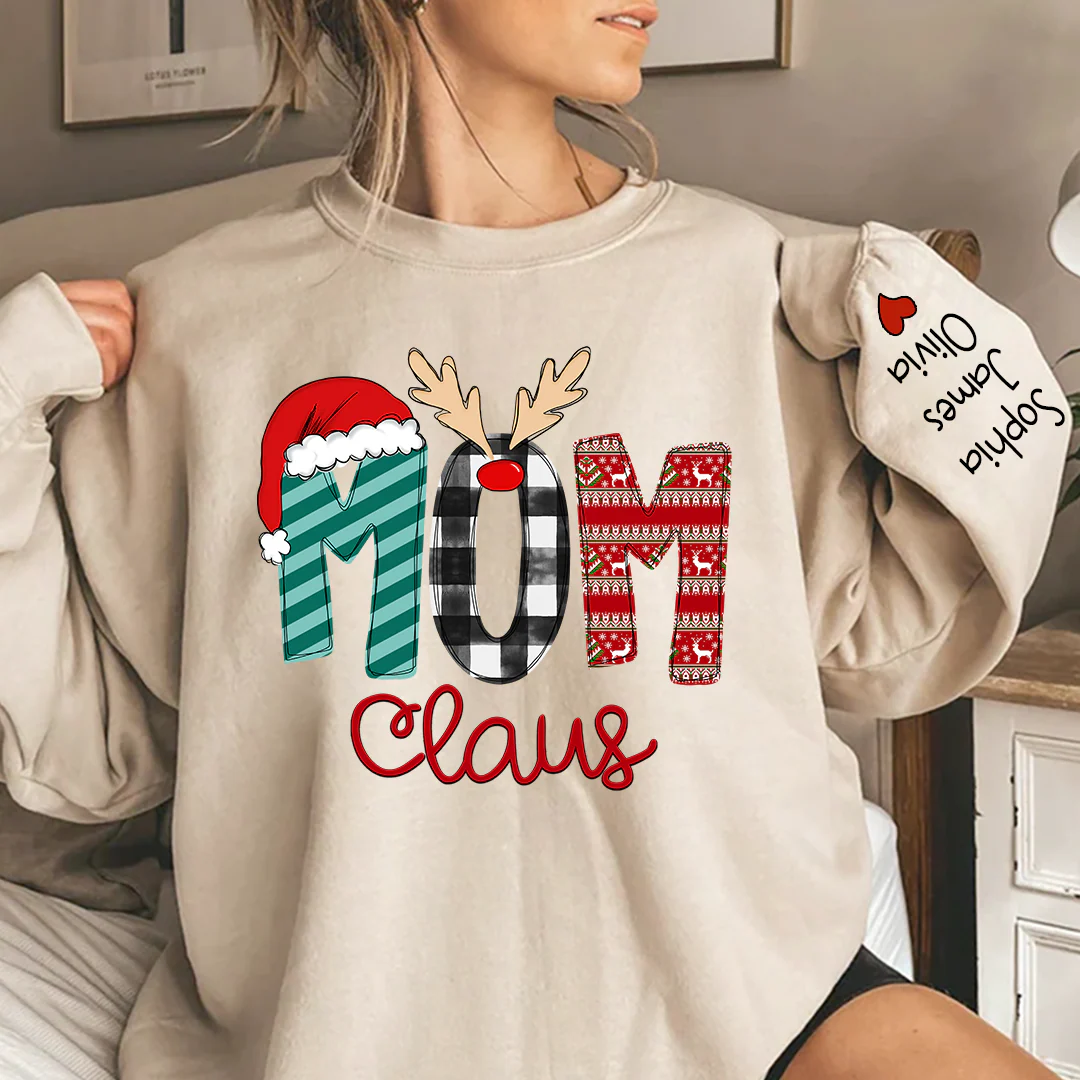 Custom Family Name Mom Claus - Personalized Sweatshirt - Best Christmas Gift For Grandma, Mom, Family Member - NH96 - Image 3