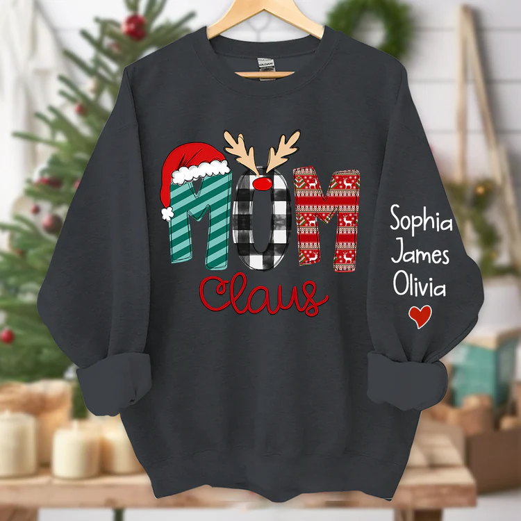 Custom Family Name Mom-Mom Claus - Personalized Sweatshirt - Best Christmas Gift For Grandma, Mom, Family Member - NH96 - Image 10