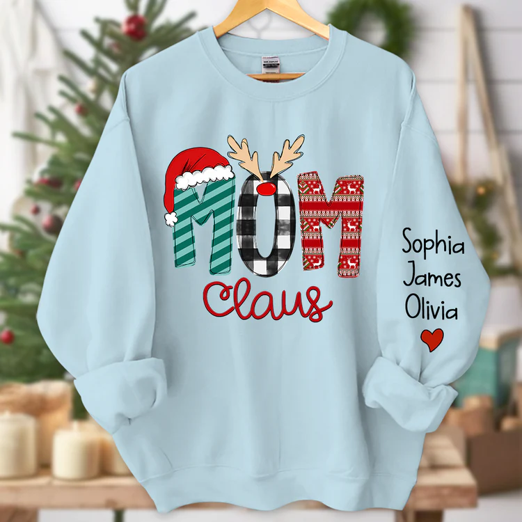 Custom Family Name Mom-Mom Claus - Personalized Sweatshirt - Best Christmas Gift For Grandma, Mom, Family Member - NH96 - Image 4