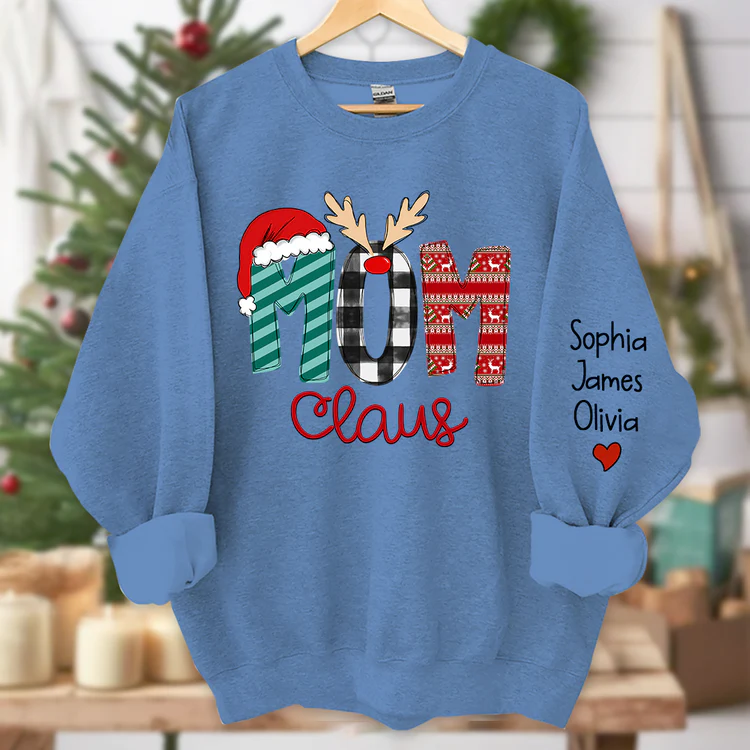 Custom Family Name Mom-Mom Claus - Personalized Sweatshirt - Best Christmas Gift For Grandma, Mom, Family Member - NH96 - Image 7