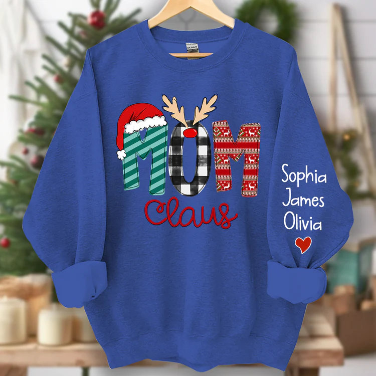 Custom Family Name Mom-Mom Claus - Personalized Sweatshirt - Best Christmas Gift For Grandma, Mom, Family Member - NH96 - Image 8