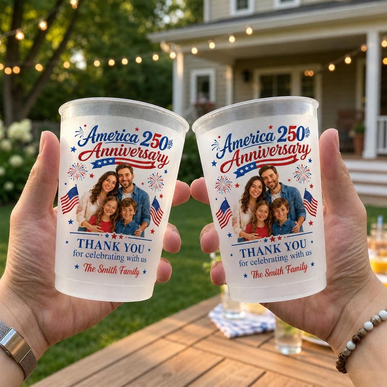 Custom Family Photo America 250th Anniversary Thank You For Celebrating With Us - Personalized Cups - Gifts For Patriotic Family - Image 3