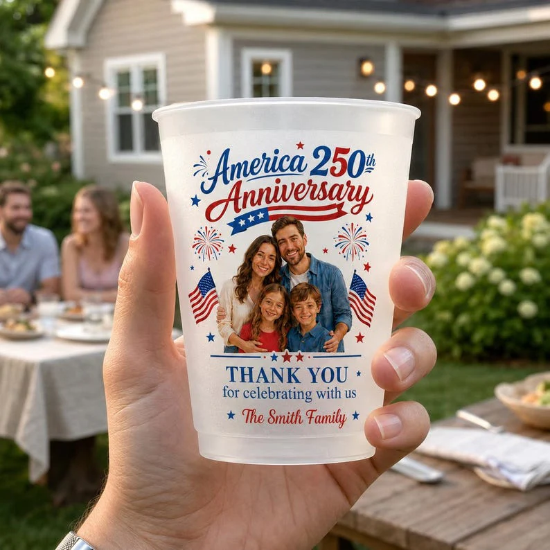 Custom Family Photo America 250th Anniversary Thank You For Celebrating With Us - Personalized Cups - Gifts For Patriotic Family - Image 4