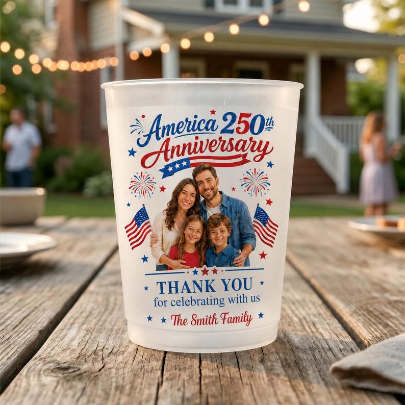 Custom Family Photo America 250th Anniversary Thank You For Celebrating With Us - Personalized Cups - Gifts For Patriotic Family - Image 5