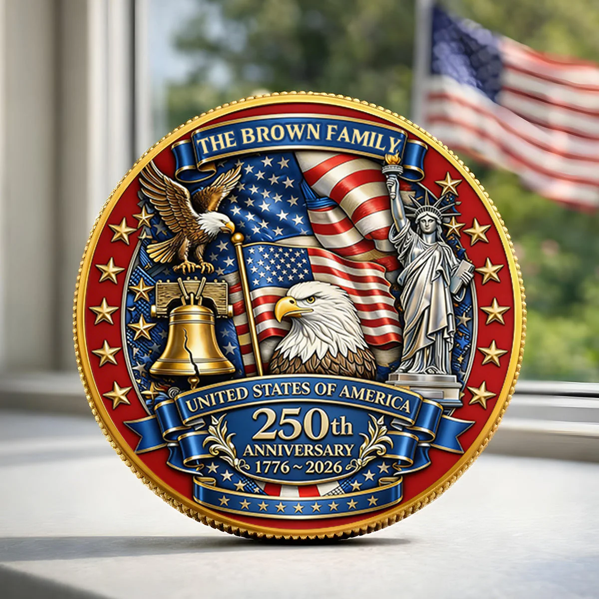 Custom Family Photo USA 250th Anniversary - Personalized Commemorative Coin - Gifts For Patriotic Family - Image 4
