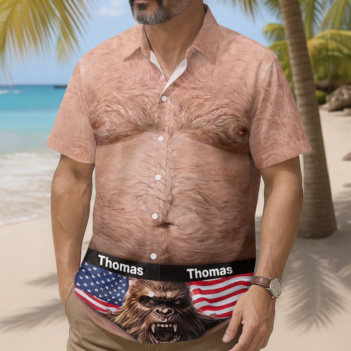 Custom Funny Bigfoot Energy Summer Vacation - Personalized Hawaiian shirt - Gifts For Men, Dad, Husband