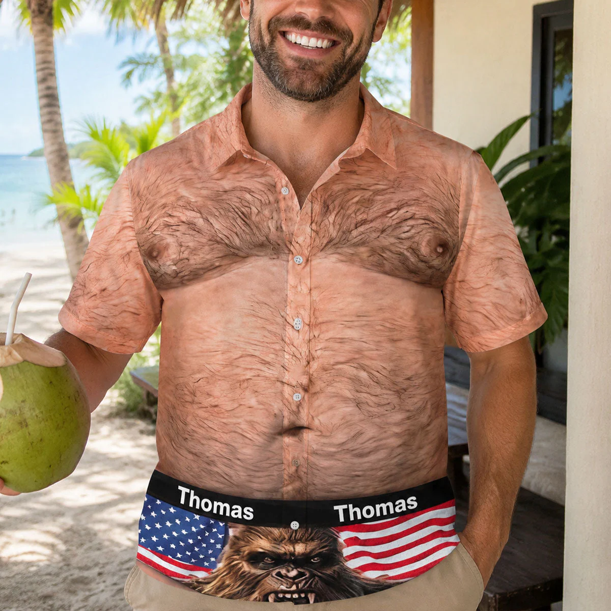 Custom Funny Bigfoot Energy Summer Vacation - Personalized Hawaiian shirt - Gifts For Men, Dad, Husband - Image 3