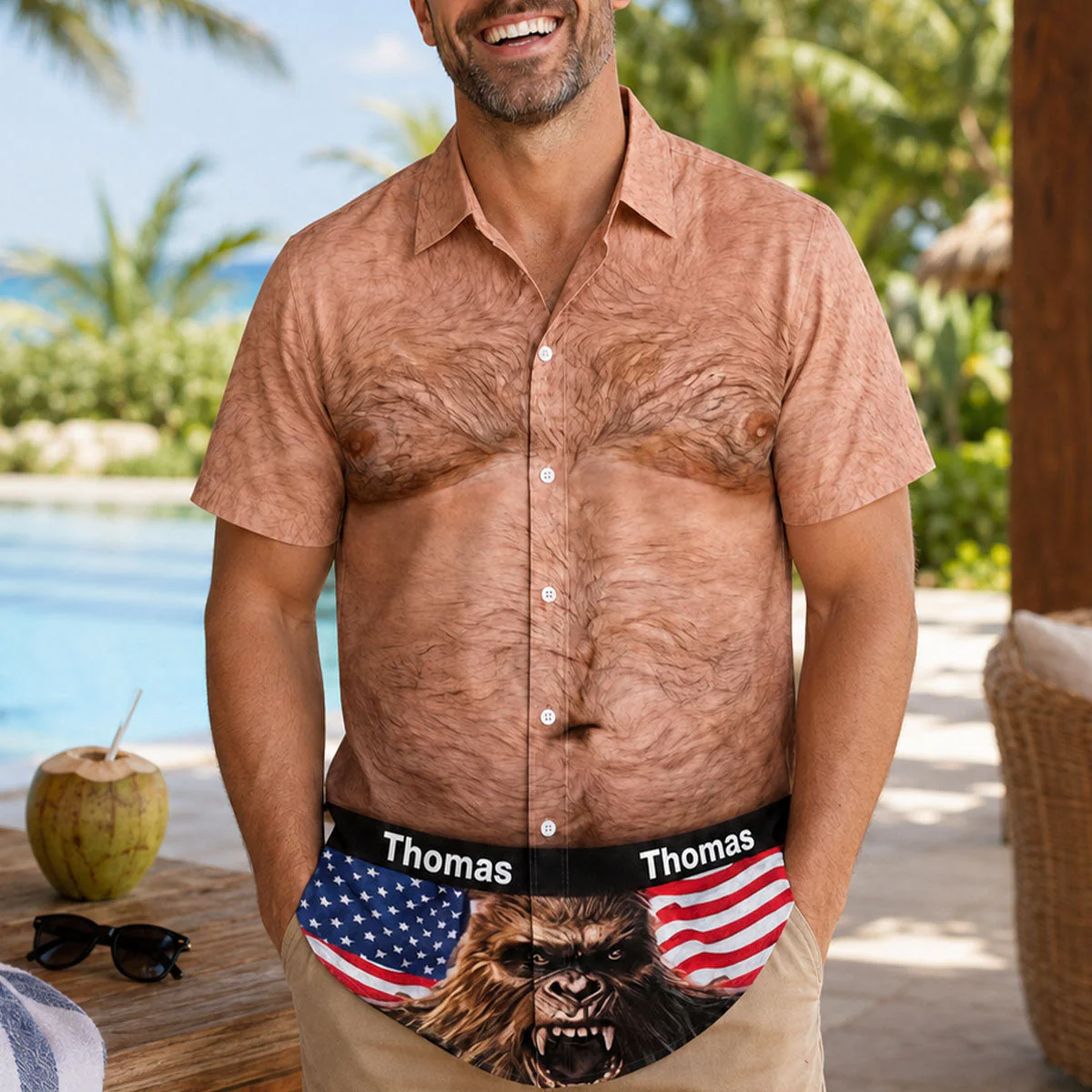 Custom Funny Bigfoot Energy Summer Vacation - Personalized Hawaiian shirt - Gifts For Men, Dad, Husband - Image 4