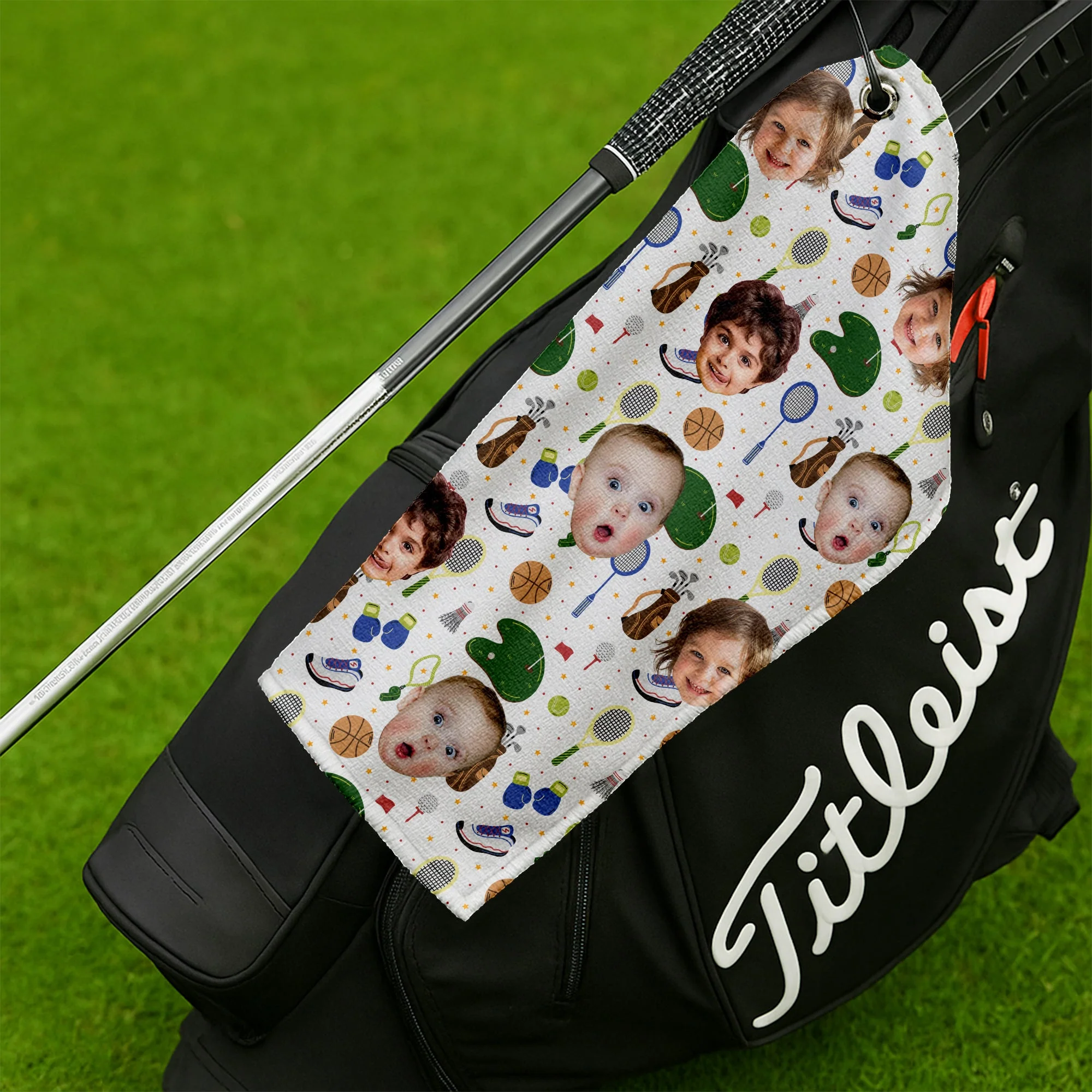 Custom Funny Photo With Kids - Personalized Golf Towel - Gift For Dad, Grandpa, Golf Lovers - Image 2
