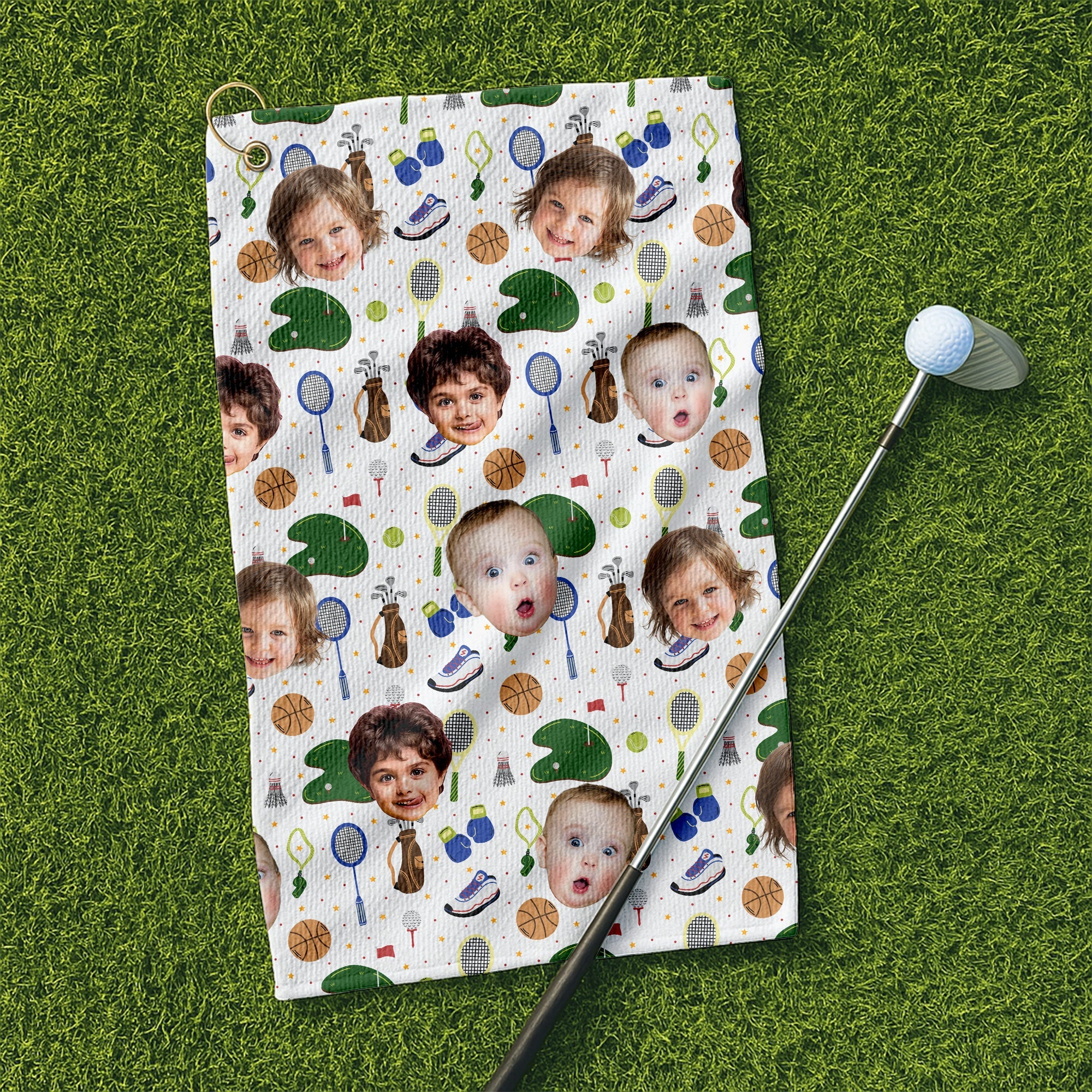 Custom Funny Photo With Kids - Personalized Golf Towel - Gift For Dad, Grandpa, Golf Lovers - Image 5