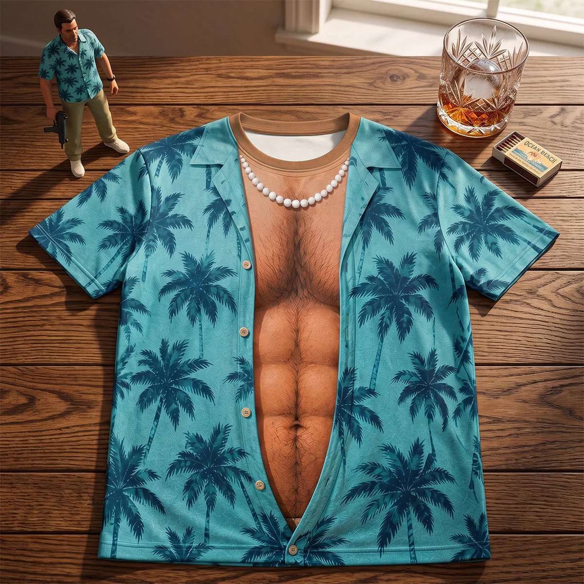 Custom Funny Tropical Palm Tree Beach Vacation - Personalized All Over Shirt - Gifts For Men, Dad, Husband - Image 3