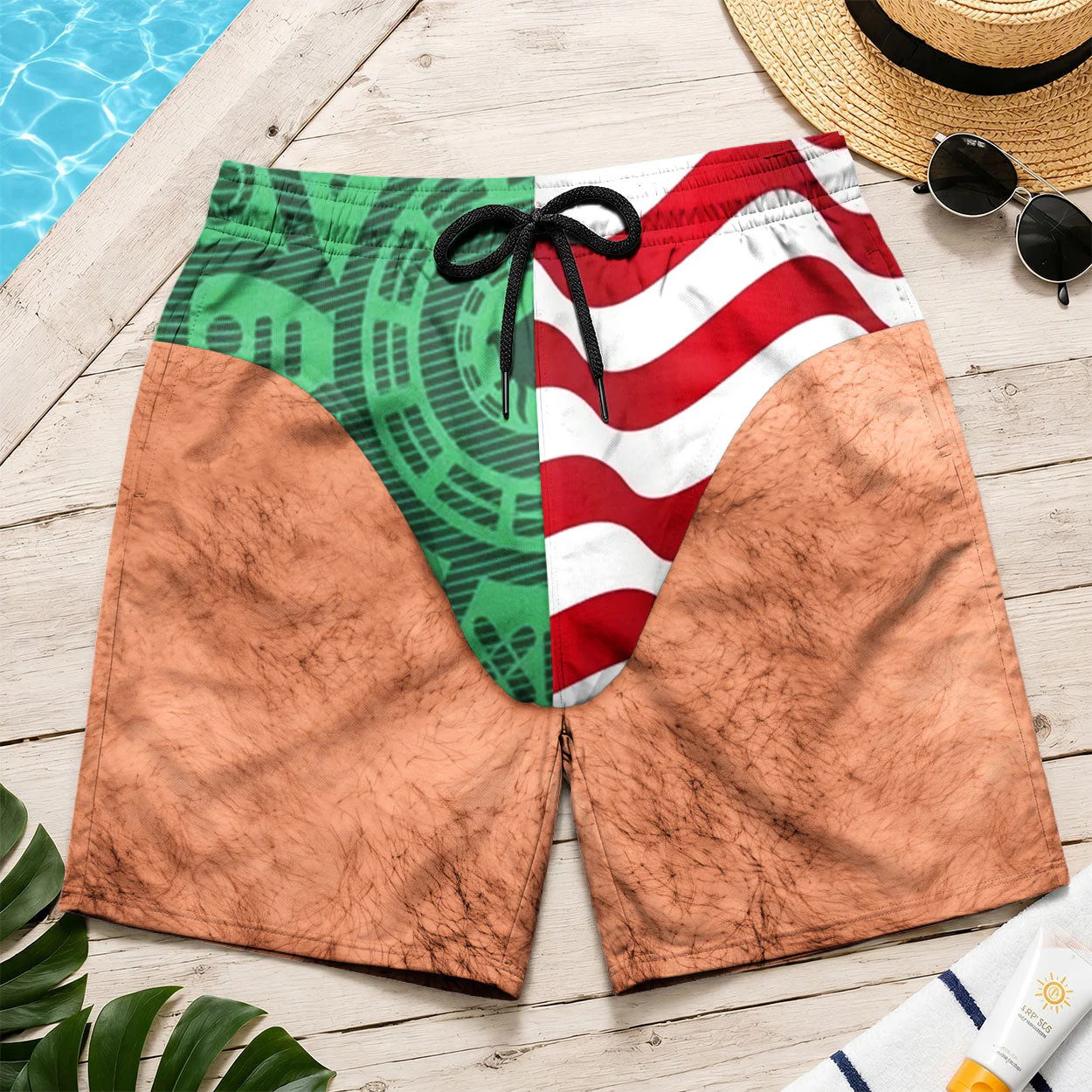 Custom Funny Two Nations Summer Trip - Personalized Beach Short - Gifts For Men, Husband, Dad - Image 2