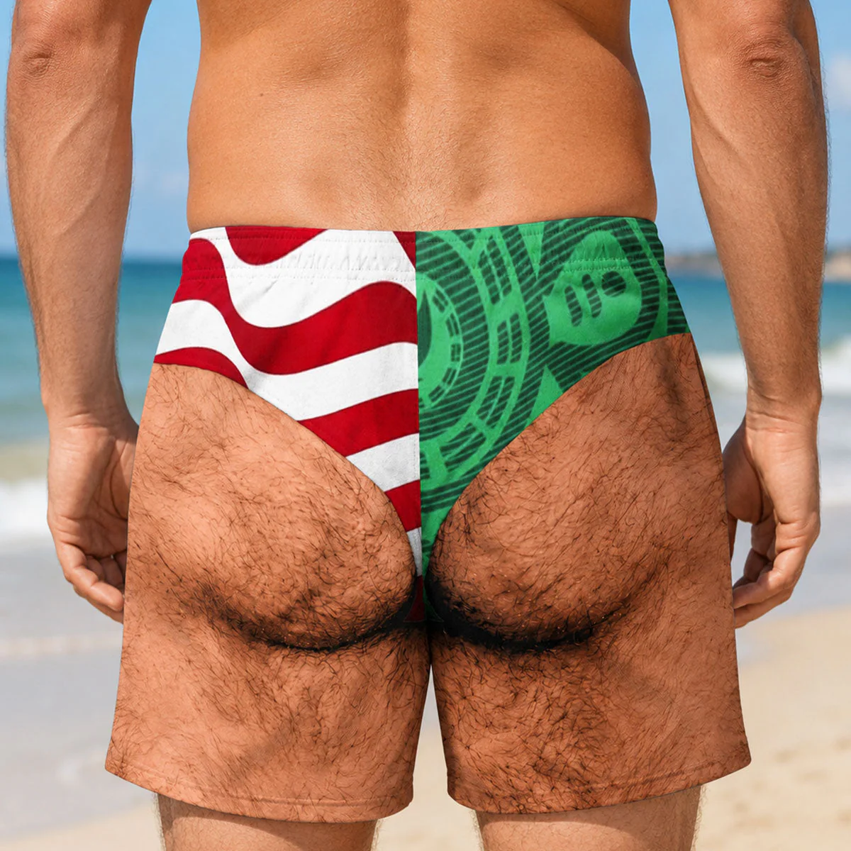 Custom Funny Two Nations Summer Trip - Personalized Beach Short - Gifts For Men, Husband, Dad - Image 5