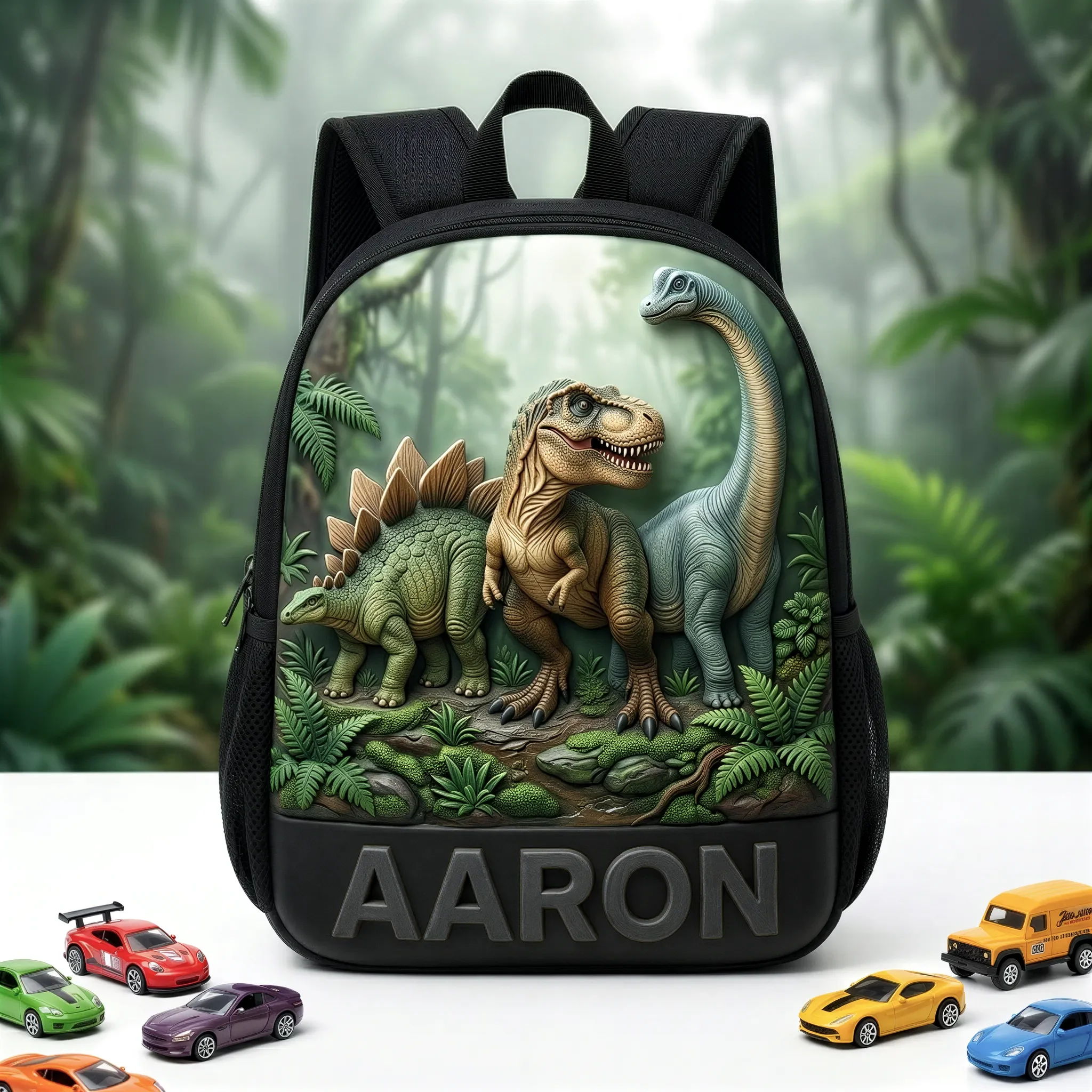 Custom Kid Name Dinosaur - Personalized Backpack, Lunch Bag, Pencil Case & Water Bottle - Back to School Gift For Kids - Image 6