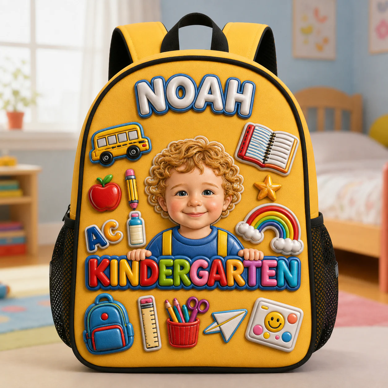 Custom Kids Photo Kindergarten School - Personalized Backpack, Lunch Bag, Pencil Case & Water Bottle - Back to School Gift - Image 2