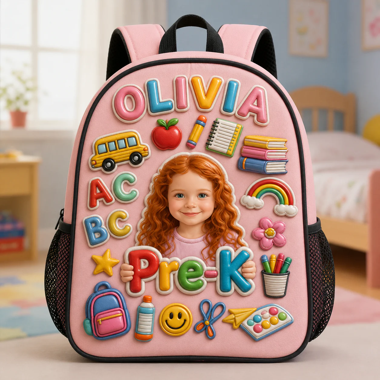 Custom Kids Photo Kindergarten School - Personalized Backpack, Lunch Bag, Pencil Case & Water Bottle - Back to School Gift - Image 3