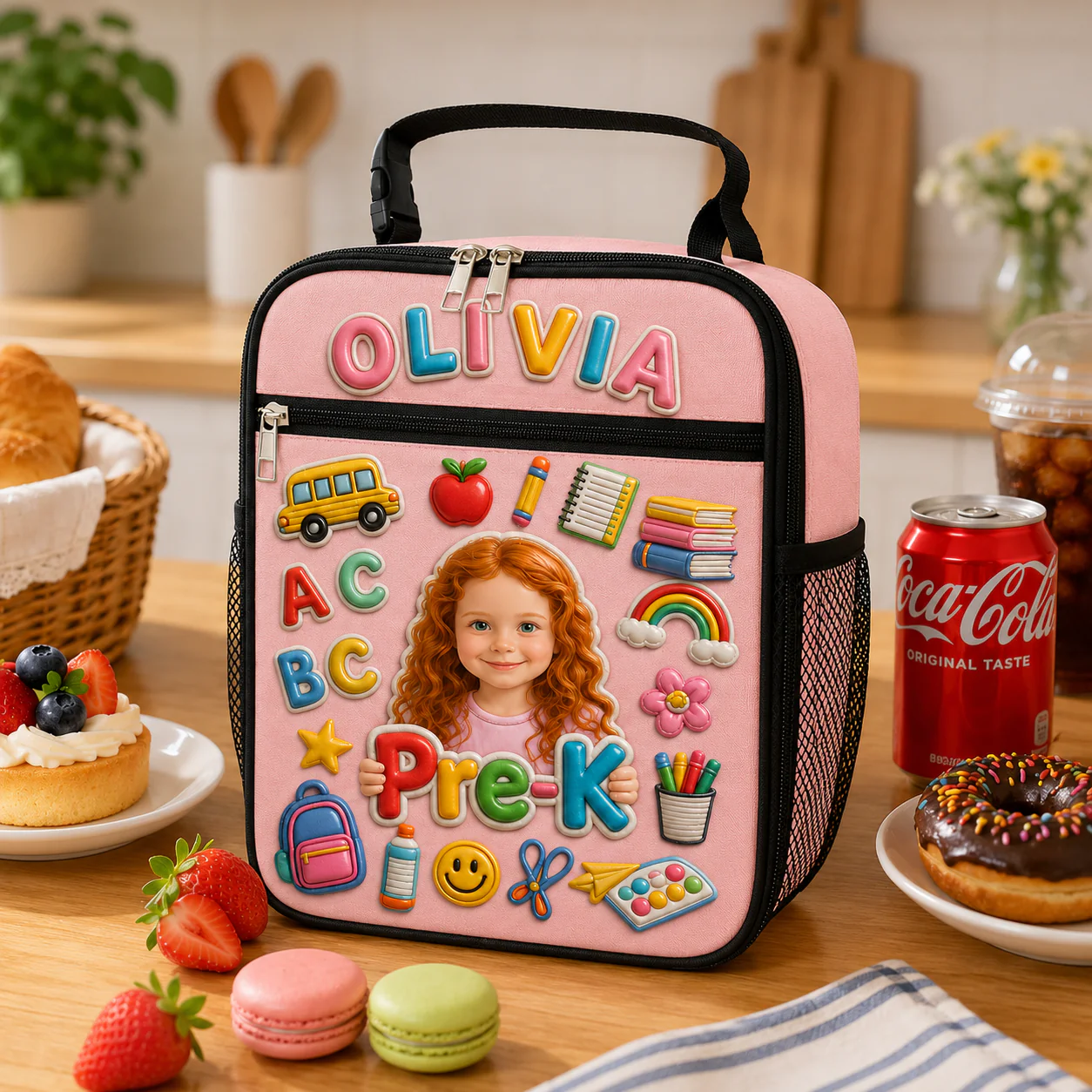 Custom Kids Photo Kindergarten School - Personalized Backpack, Lunch Bag, Pencil Case & Water Bottle - Back to School Gift - Image 4
